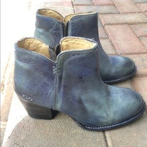 Ankle boots,  blue leather: size 8.5